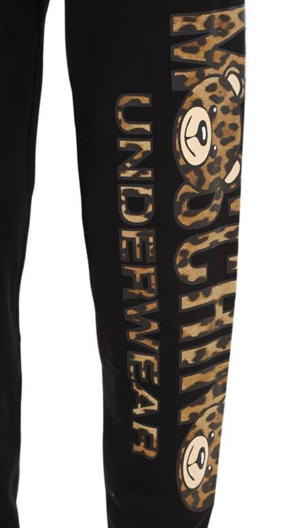 Moschino Leopard Joggers In Black