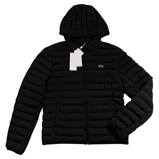 Lacoste Quilted Coat In Black