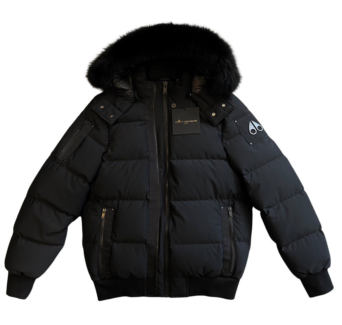 Moose Knuckles Fur Levin Coat In Black