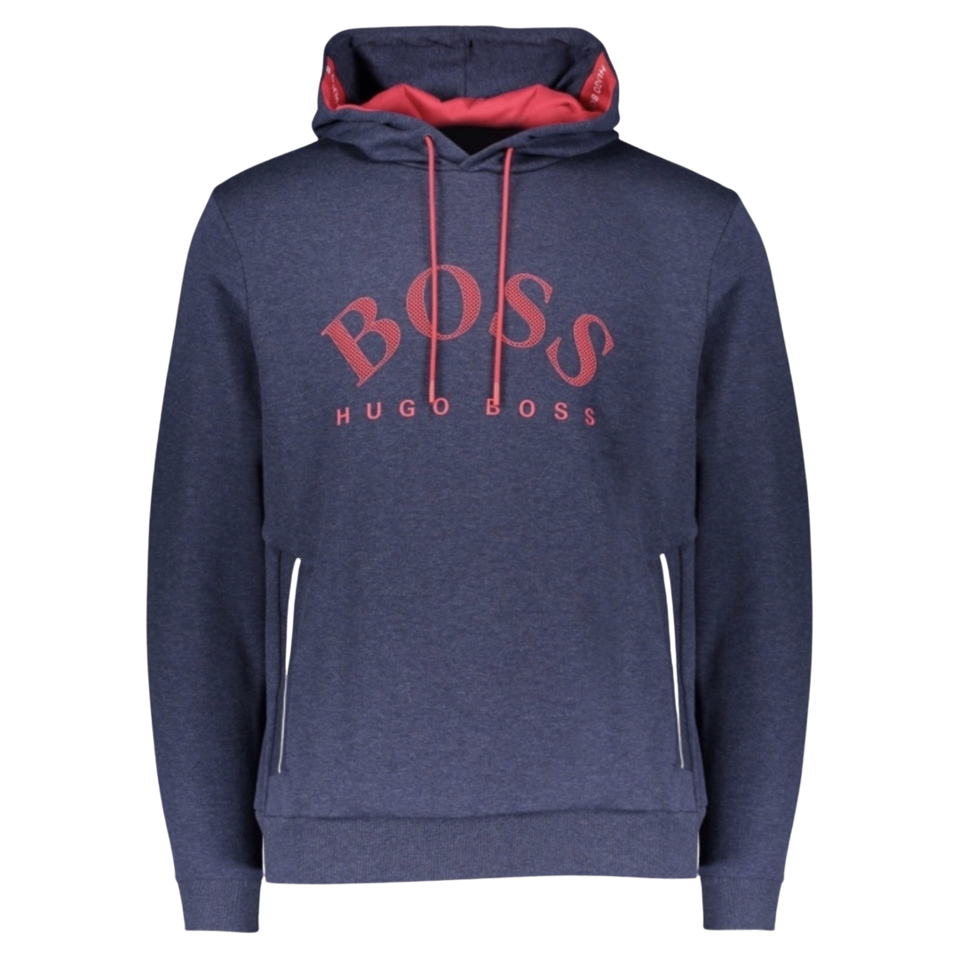 Hugo Boss Logo Hoodie In Navy