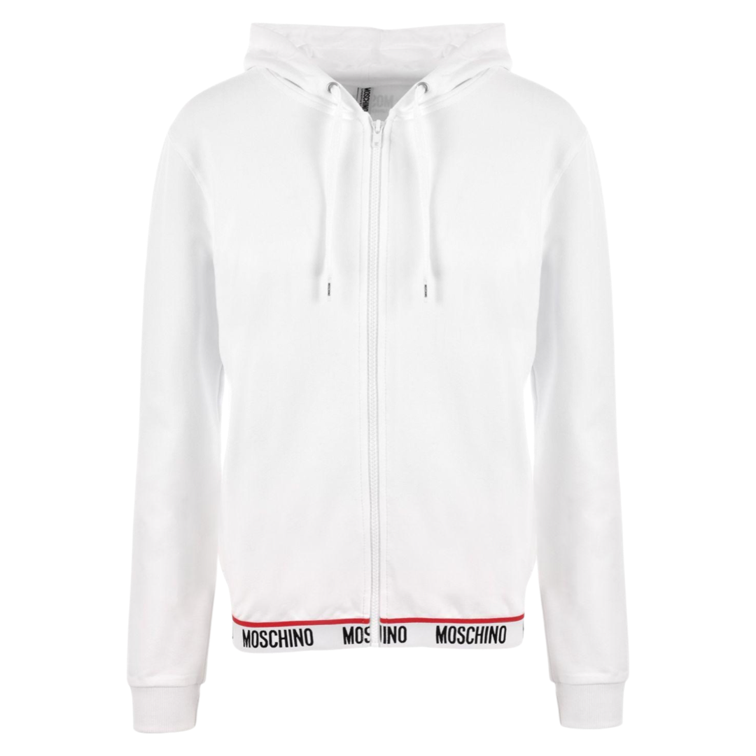 Moschino Tape Zip Hoodie In White