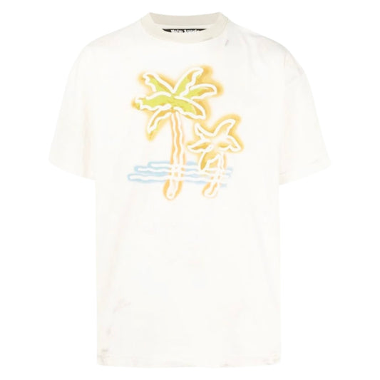 Palm Angels Logo T-shirt In Off White
