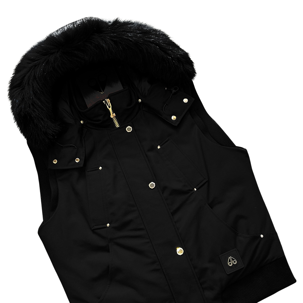 Moose Knuckles Fur Bodywarmer In Black