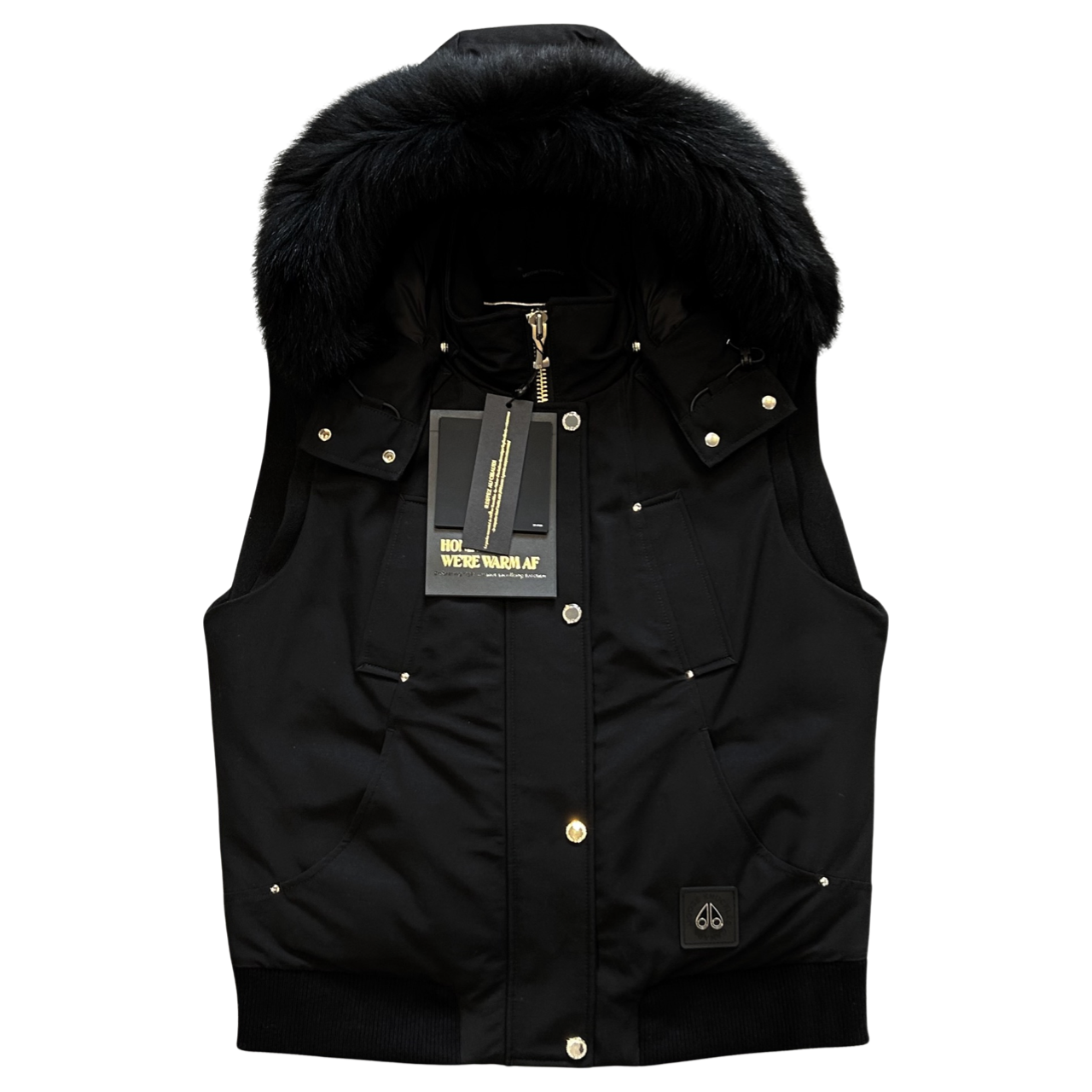 Moose Knuckles Fur Bodywarmer In Black