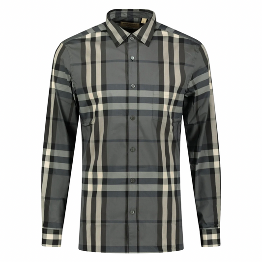 Burberry Check Shirt In Grey