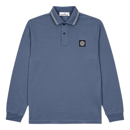 Stone Island Long Sleeve Polo Shirt In Blue