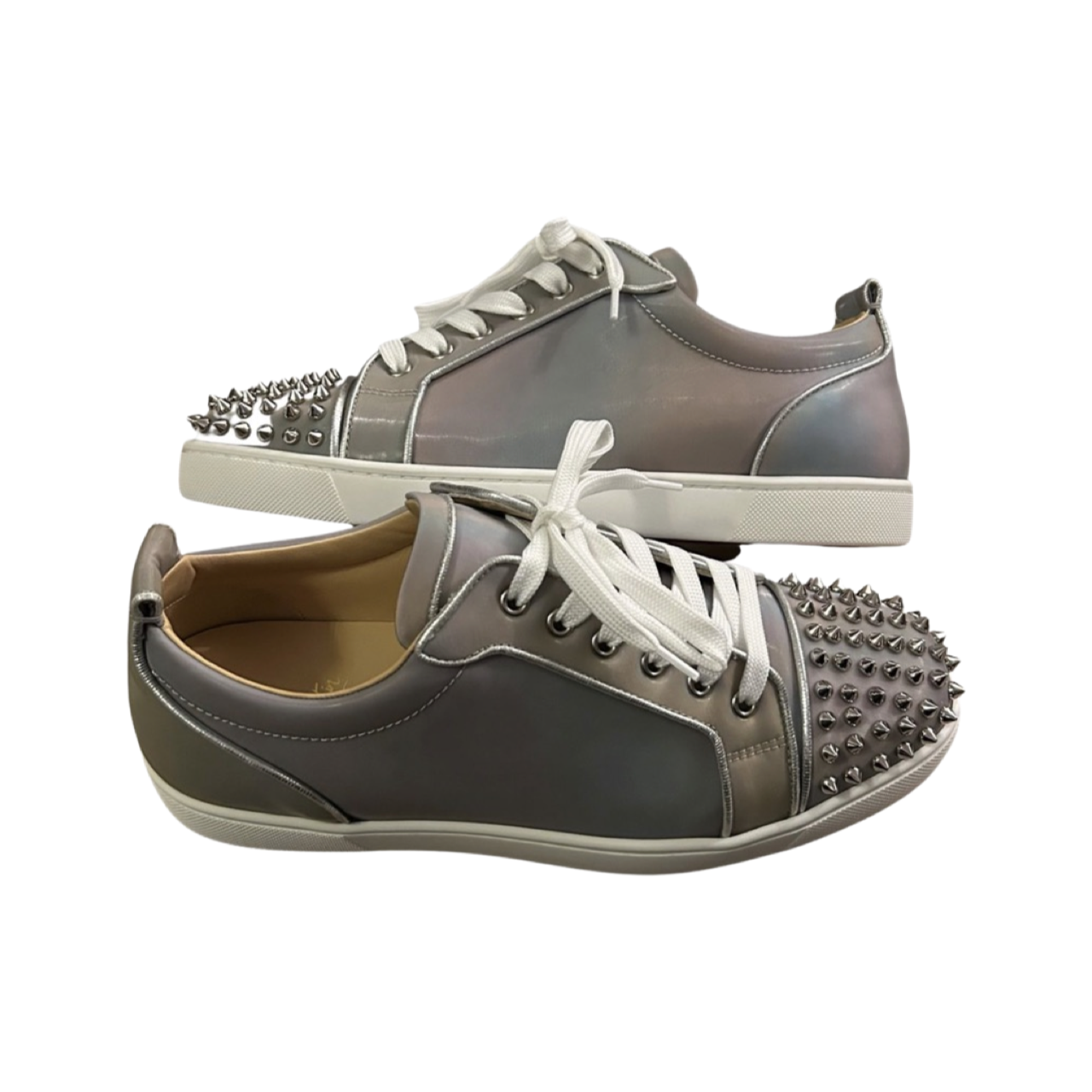 Christian Louboutin Spike Trainers In Grey