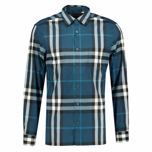 Burberry Check Shirt In Blue