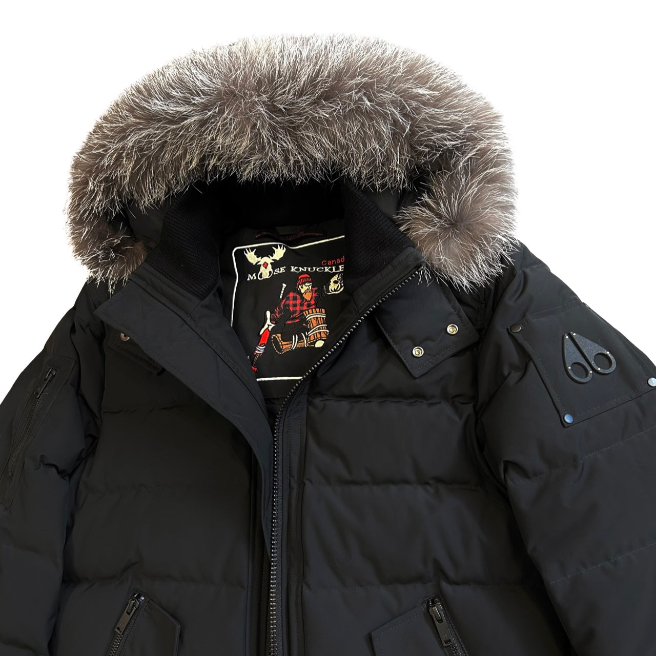 Moose Knuckles Fur Scotchtown Coat In Black