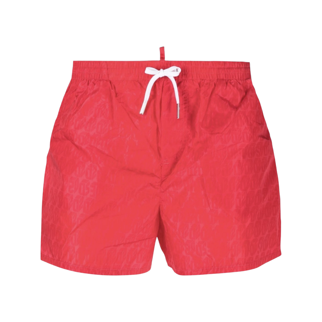 Dsquared2 D2 Logo Swim Shorts In Red