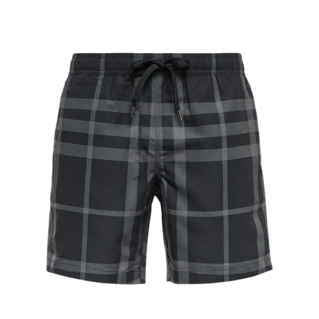 Burberry Check Swim Shorts In Black