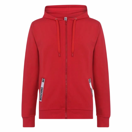 Moschino Zip Hoodie In Red