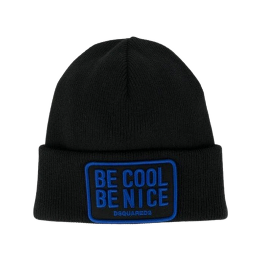 Dsquared2 “BE COOL BE NICE” Beanie In Black